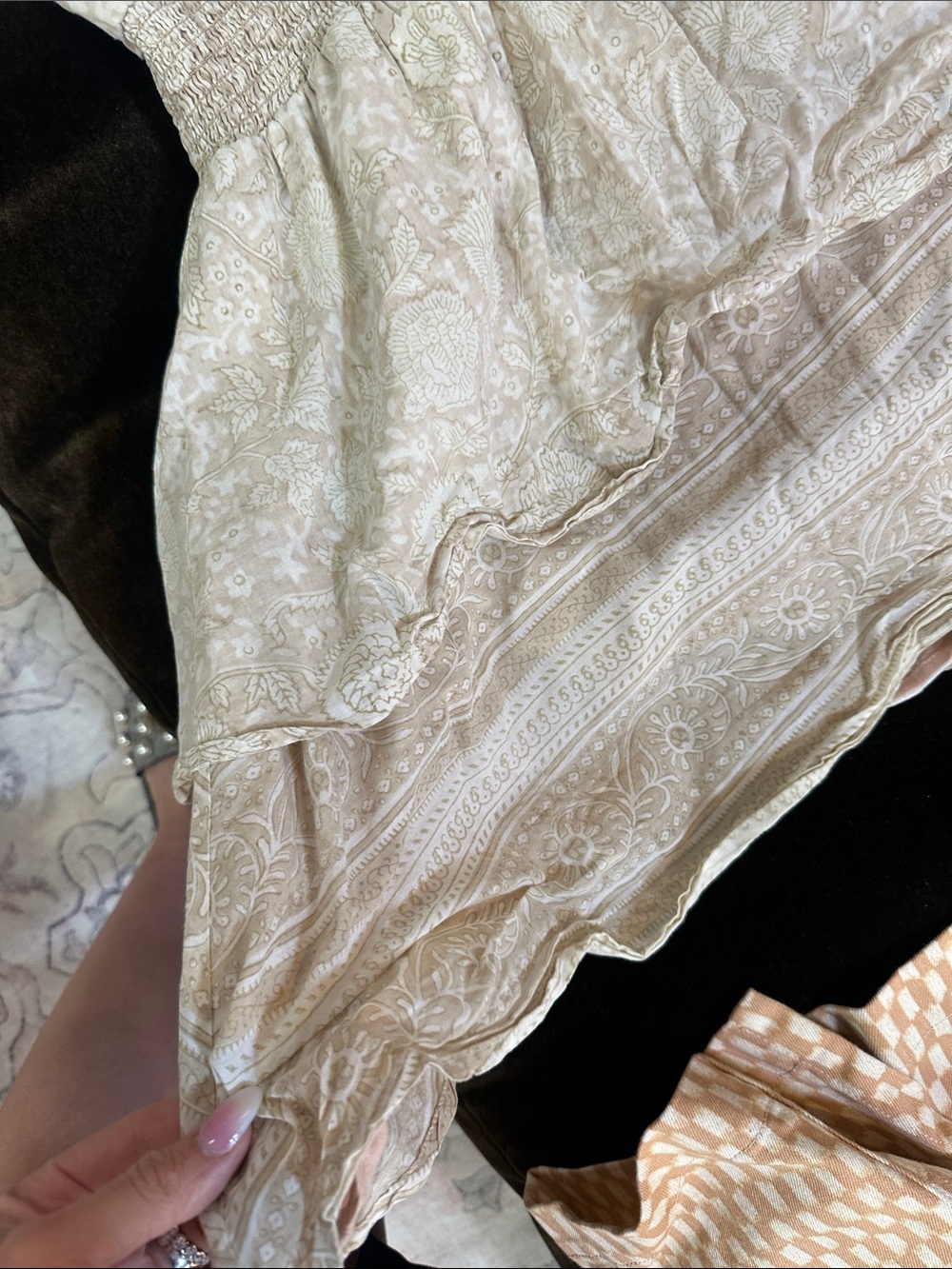 Cleobella Cream Paisley Boho Ruffle Dress size S - Picture 7 of 11